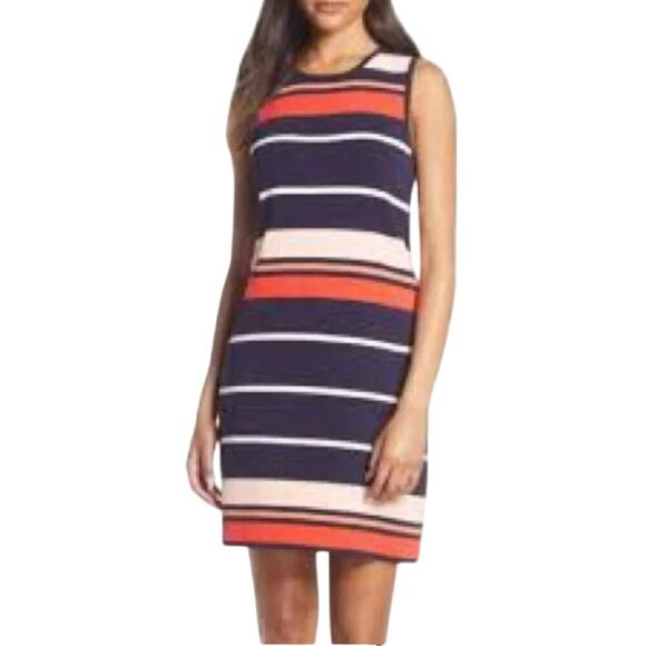 ELIZA J Striped Sleeveless Sheath Dress XL Rayon Blend Office Wear - Picture 1 of 9